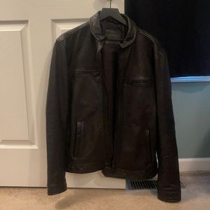 Allsaints Black Lark Leather Jacket Men’s Size Large